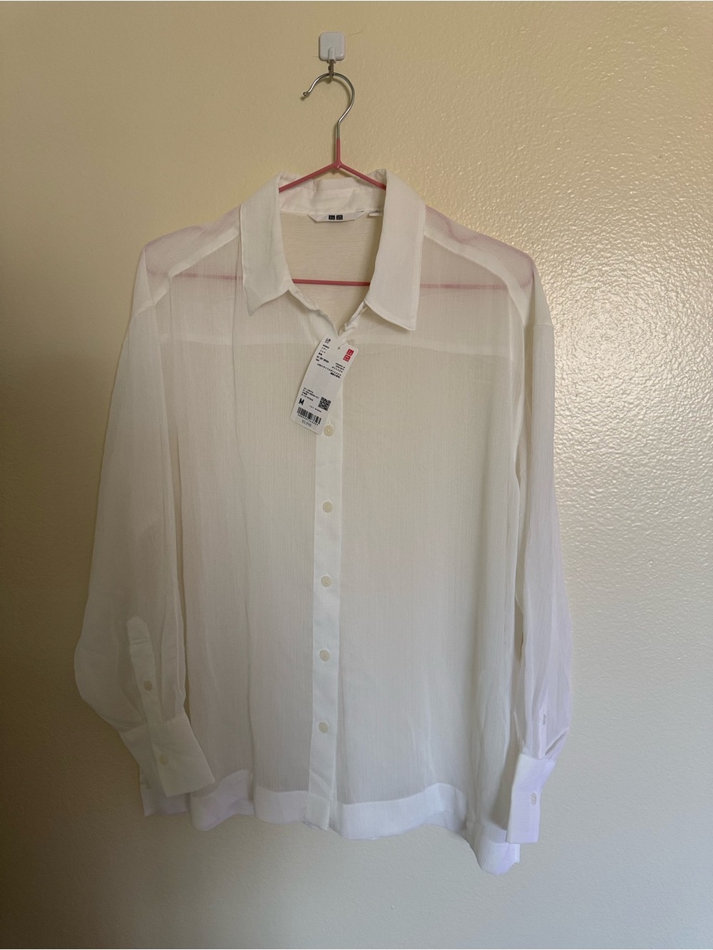 UNIQLO White Sheer Button-Up Shirt